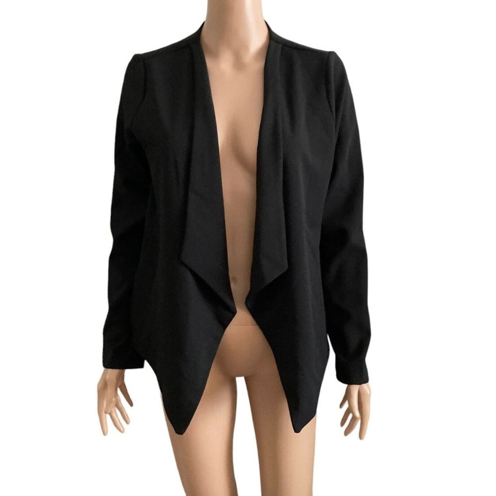 Luisa Blazer Womens Large Black Draped Open Front Made in italy Art 1939